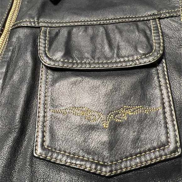Harley-Davidson Leather Jacket Embroidered Angel Wings Leather Jacket Size M/L - Picture 7 of 13